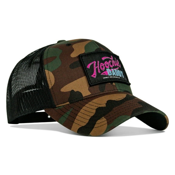 Hoochie Daddy Retro Script Patch Snapback Hat Woodland Bdu Camo