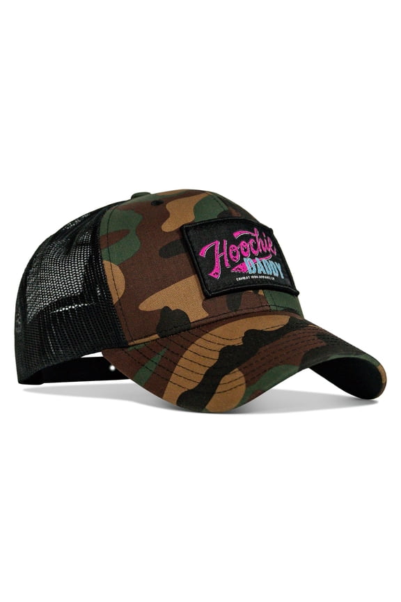 Hoochie Daddy Retro Script Patch Snapback Hat Woodland Bdu Camo