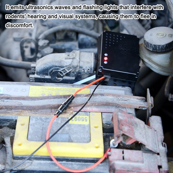 Under Hood Animal Repeller Animal Car Under Hood Animal Repeller Rodent Rat Repellent Mice Repeller Deterrent Device with LED Strobe Light for Car Trunk RV Indoor Warehouse