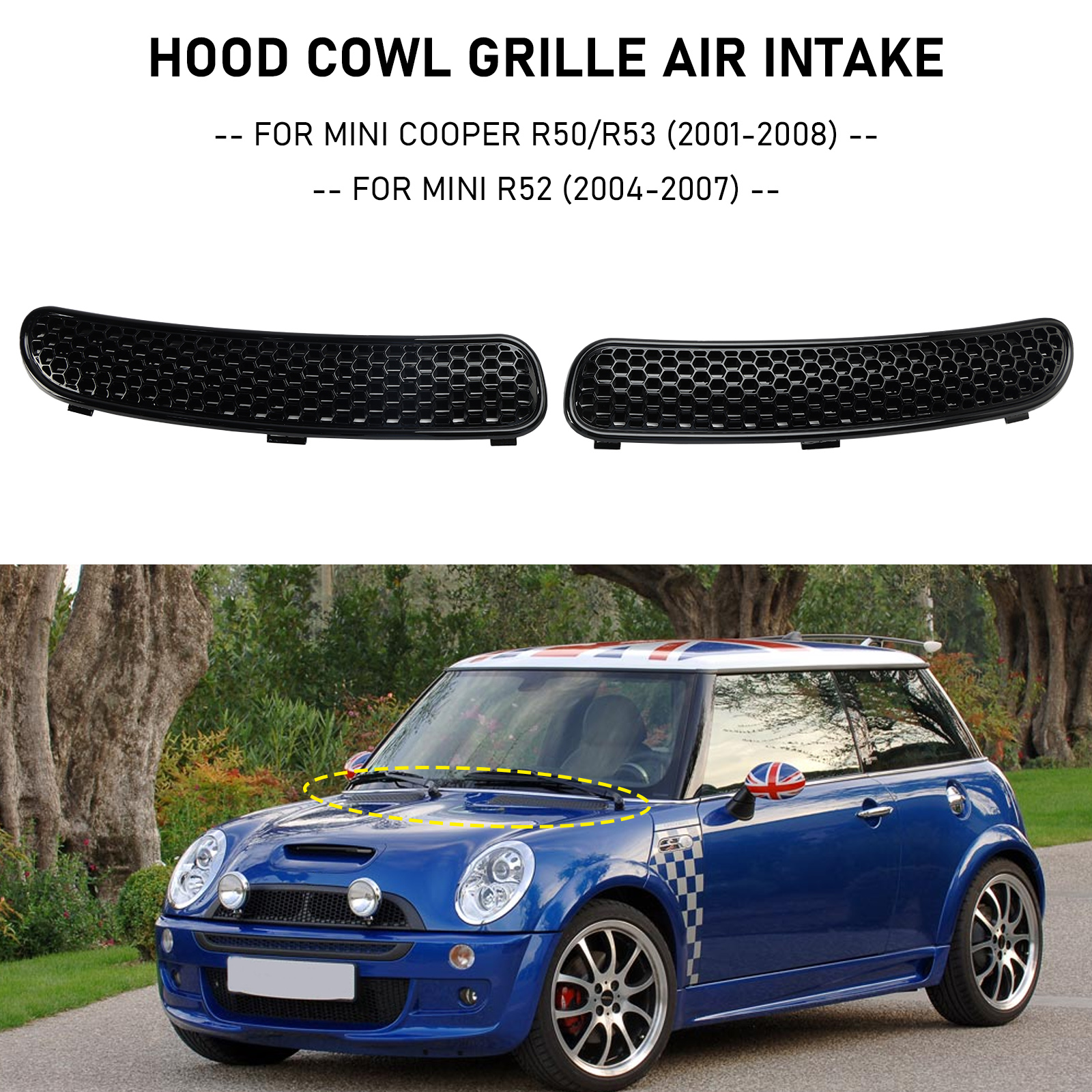 Hood Cowl Grille Air Intake Duct 7122506 & 7122505 For Mini R50 R52 R53 ...