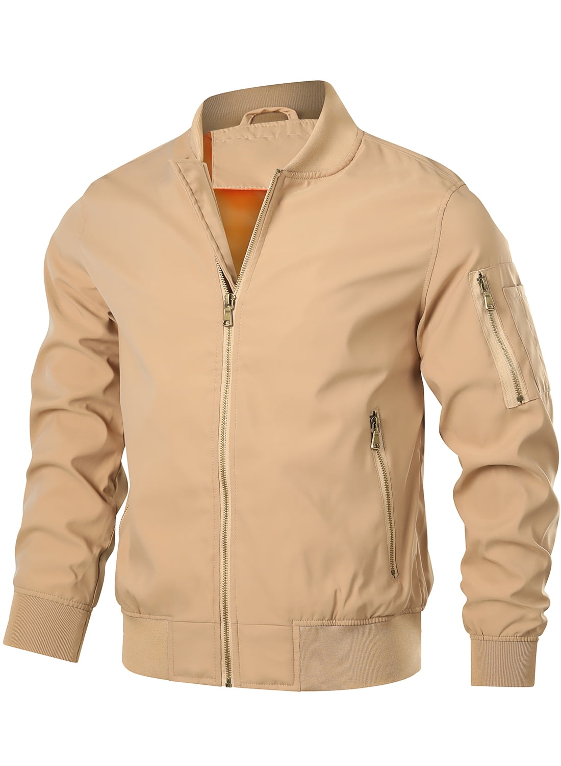 Hood Crew Men's Bomber Jacket Casual Zipper Coat Lightweight Long ...