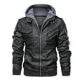 thumbnail image 1 of Hood Crew Men's Pu Faux Leather Jacket with Removable Hood Black 3XL, 1 of 8