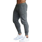 Hood Crew Men's Slim Joggers Workout Pants for Gym Running and Body building Trousers Elastic Waist Sweatpants Darkgray 2XL