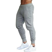 Hood Crew Men's Slim Joggers Workout Pants for Gym Running and Body building Trousers Elastic Waist Sweatpants Lightgray S