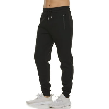 Hood Crew Men's Sweatpants Elastic Drawstring Workout Running Trousers Sport Joggers Black L