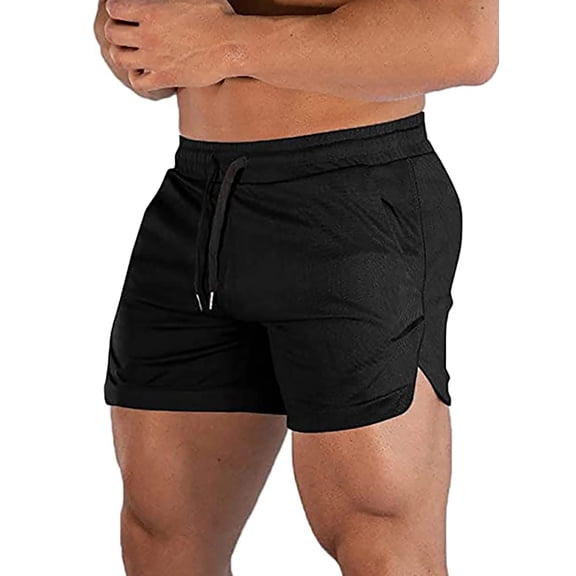 Hood Crew Men's Workout Shorts Fitness Runing Gym Traning Shorts with Pockets Black XL