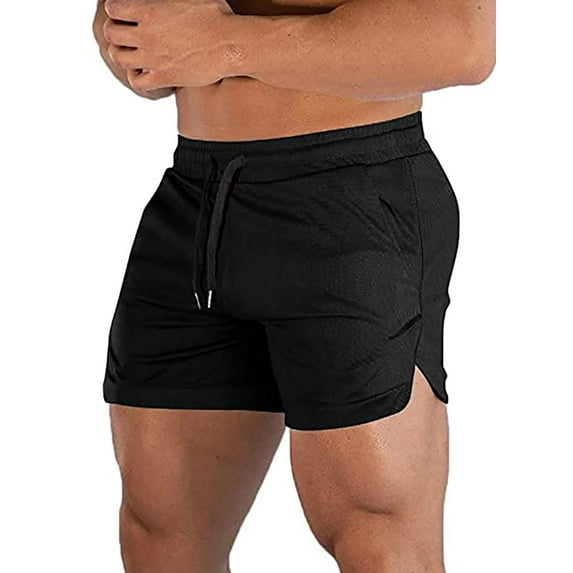 Hood Crew Men's Workout Shorts Fitness Runing Gym Traning Shorts with Pockets Black XXL