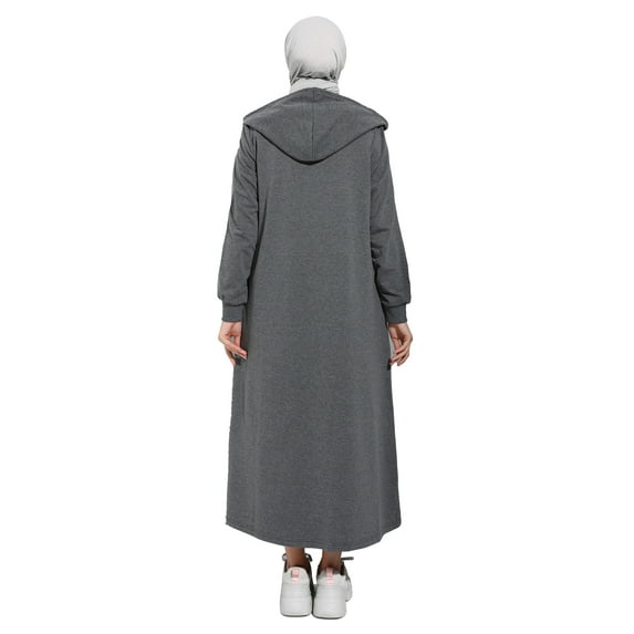 Hood Detailed Snap Fastened Sports Overcoat Anthracite Coat