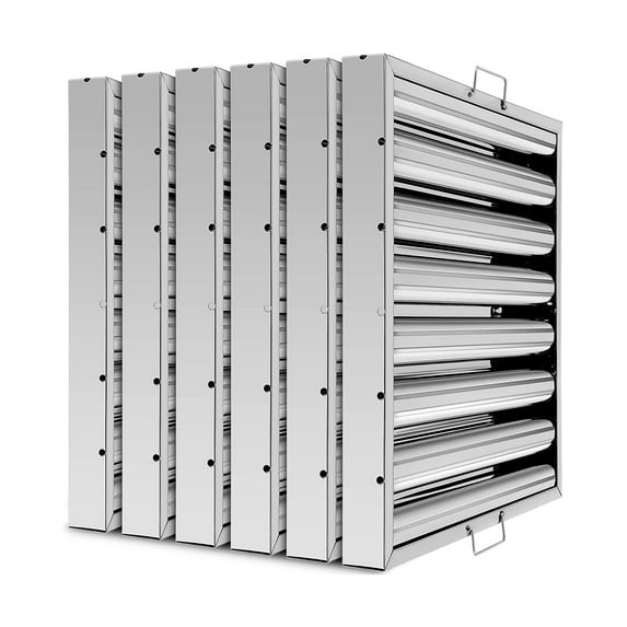 Hood Filters 19.5W x 19.5H Inch 430 Stainless Steel Pack of 6, 7 Grooves Commercial Hood Filters, Commercial Kitchen Range Hood Filter for Grease Rated Commercial Kitchen Exhaust Hoods