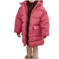 thumbnail image 1 of Hood for Kids Girl Boy Fall Winter Collared Neck Long Thermal Thick Puffer with Hood Plain Parkas Jacket Hood Coats Child 2026 Soft Comfy Clothing 5 Years, 1 of 6