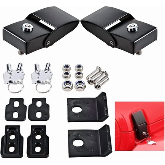 Hood Lock Bonnet Locking Catch Latch Buckle Kit For Jeep Wrangler 07-18 JK/JKU