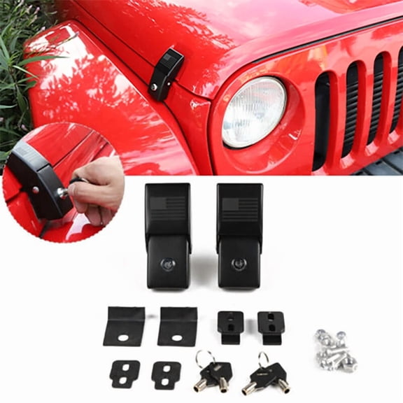 Hood Lock Bonnet Locking Catch Latch Buckle Kit For Jeep Wrangler 07-18 JK/JKU