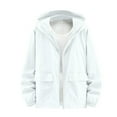thumbnail image 1 of Hood Men Jacket Plain Zip Up White Jacket Long Sleeve Trendy Winter Coat for Men, 1 of 9
