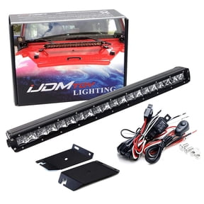 Hood Mount 20-Inch LED Light Bar Kit For Jeep 2007-17 Wrangler JK, Includes (1) 100W High Power LED Lightbar, Hood Top Mounting Brackets & On/Off Switch Wiring Kit