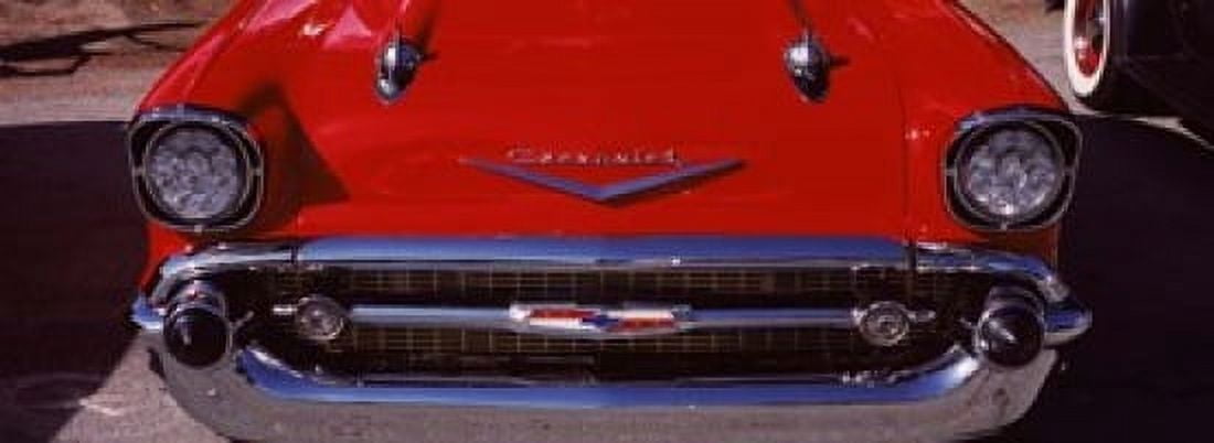 Hood Ornament of a 57 Chevy Canvas Art - Panoramic Images (33 x 12)