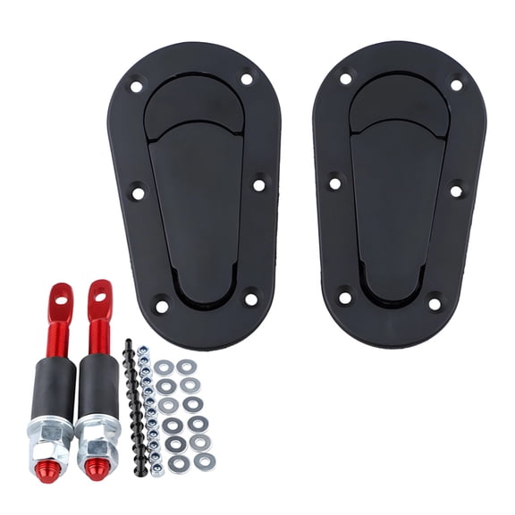 Hood Pins, Universal Racing Car Bonnet Latch, Quick Latch Hood Pins, Carbon Fiber Look Hood Latch Kit, Stainless Steel ABS, Engine Hood Latch Kit, Black, 5.1 x 2.7 in / 130 x 69 mm
