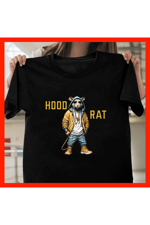 Hood Rat Graphic Tee - Funny Hip Hop Streetwear T-Shirt for Men & Women G299, Premium Unisex Tee – Extended Sizes Up to 5XL