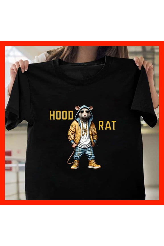 Hood Rat Graphic Tee - Funny Hip Hop Streetwear T-Shirt for Men & Women X299, Softstyle Unisex Tee - Full Size Range to 5XL