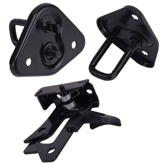 Hood Safety Catch Latch Lock Kit, Black Steel Automotive Security