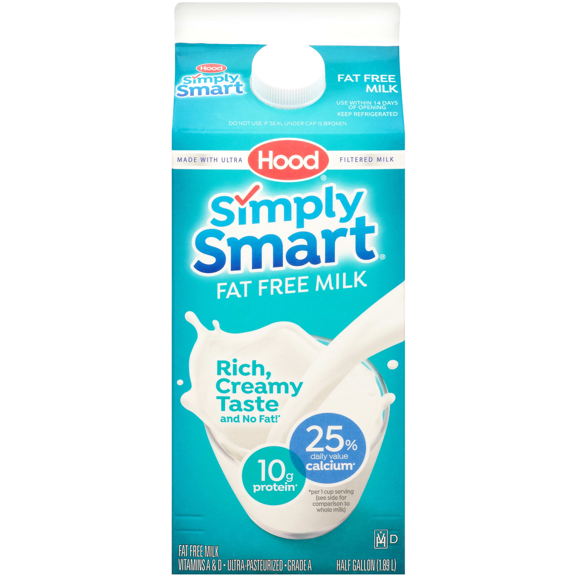 Hood Simply Smart Fat Free Milk, half gallon