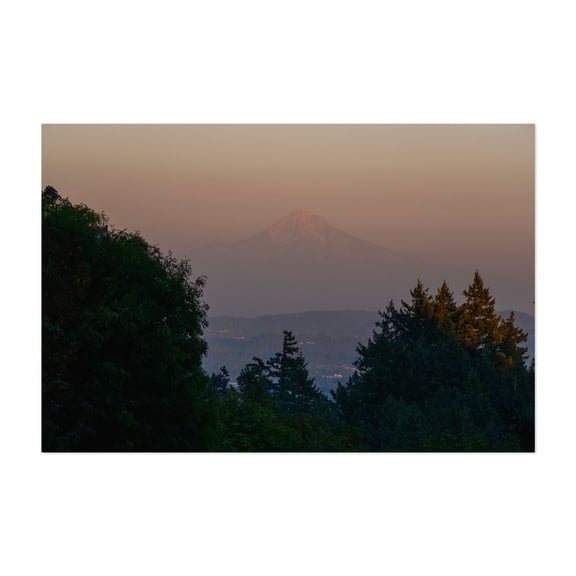 Hood's Haze - Portland Oregon Photography Mountain Sunset Nature Landscape Scenic Wilderness Forest Unframed Wall Art Print 4 x 6 inches