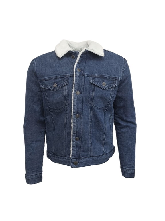 Men's Denim Hemp Sherpa Lined Jacket 420, Blue, X-Large