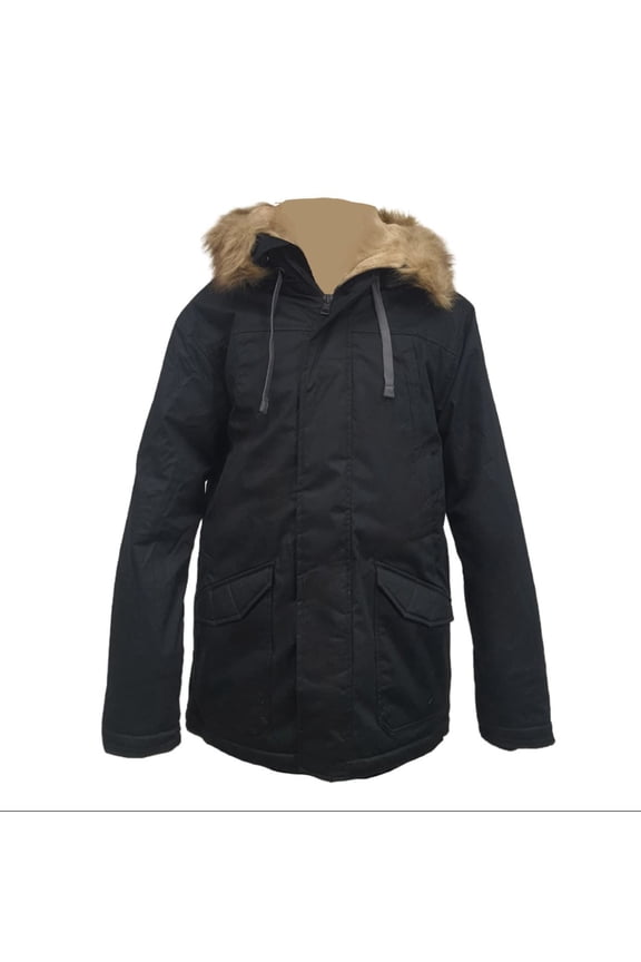 Men's Hemp Nordic Warm Hooded Parka 420, Black, Small