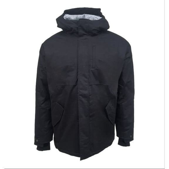 HoodLamb Men's Hemp Short Hooded Parka 420, Black, Medium