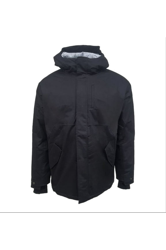 Men's Hemp Short Hooded Parka 420, Black, X-Large