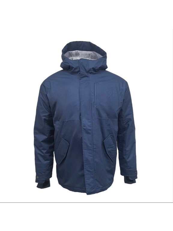 Men's Hemp Short Hooded Parka 420, Blue, Large