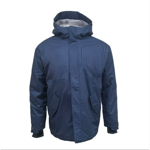 HoodLamb Men's Hemp Short Hooded Parka 420, Blue, Medium