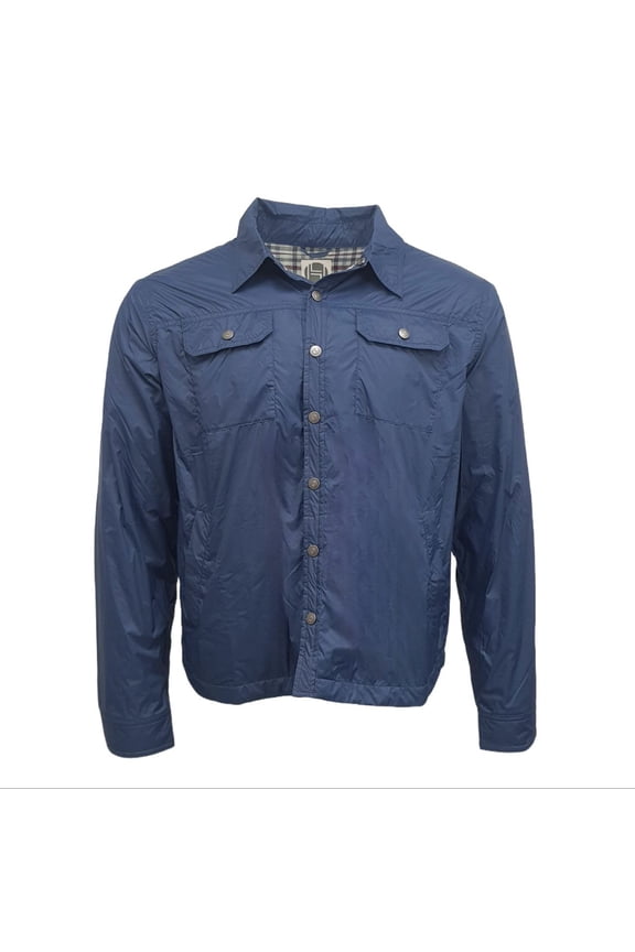 Men's Hemp Slim Fit Trucker Jacket 420, Blue, Large