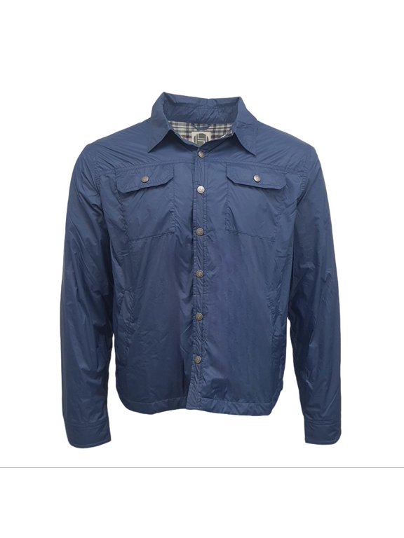 Men's Hemp Slim Fit Trucker Jacket 420, Blue, Medium