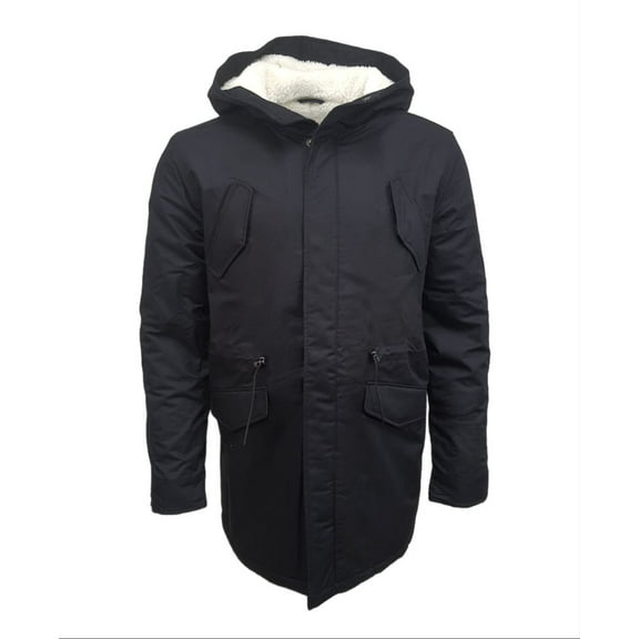 HoodLamb Men's Long Hemp Organic Parka 420, Black, Small