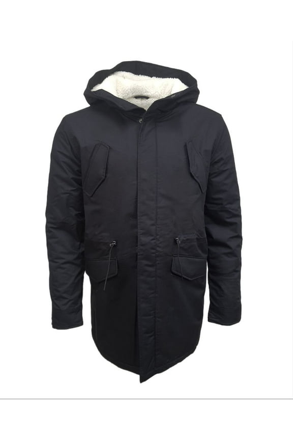 Men's Long Hemp Organic Parka 420, Black, Small