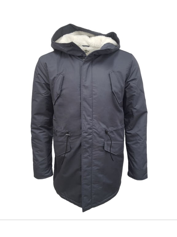 Men's Long Hemp Organic Parka 420, Grey, Medium
