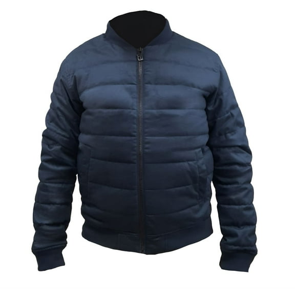 HoodLamb Men's Midnight Quilted Bomber, Blue, Large