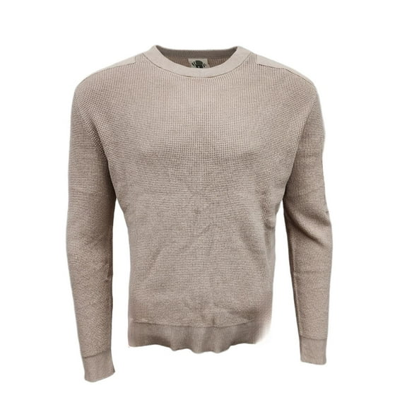 HoodLamb Men's Patch Soft Streatchy Hemp Sweater 420, Beige, Large