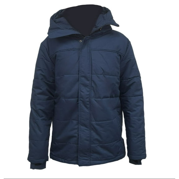 HoodLamb Men's Short Organic Hemp Puffer 420, Blue, Small