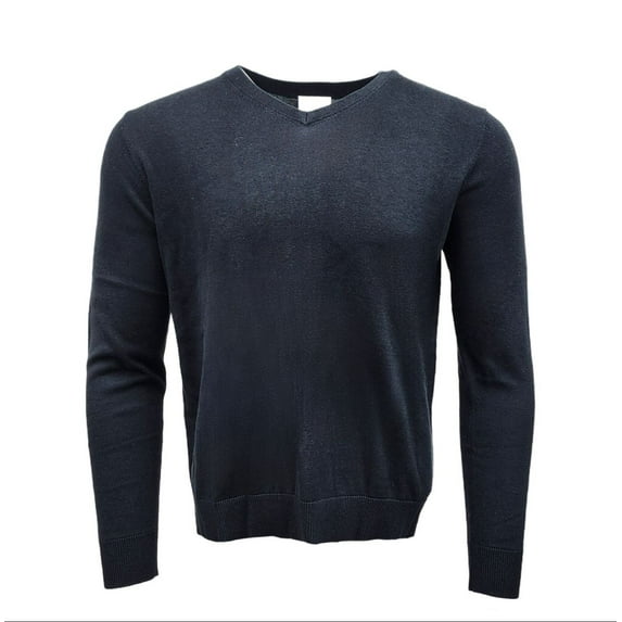 HoodLamb Men's V-Neck Knitted Hemp Soft Sweater 420, Black, Large