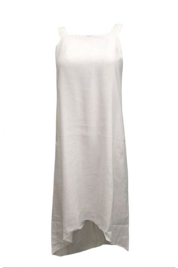 Women's At The Knee Gathered Hemp A-Line Dress 420, Ivory, Small