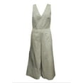 thumbnail image 1 of HoodLamb Women's Culotte V-Neck Hemp Jumpsuit 420, Olive, Medium, 1 of 2