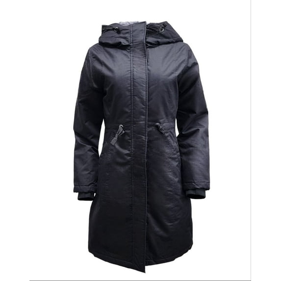 HoodLamb Women's Drawstring Natural Hemp Hooded Parka, Black, Medium