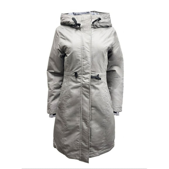 HoodLamb Women's Drawstring Natural Hemp Hooded Parka, Dark Grey, X-Small