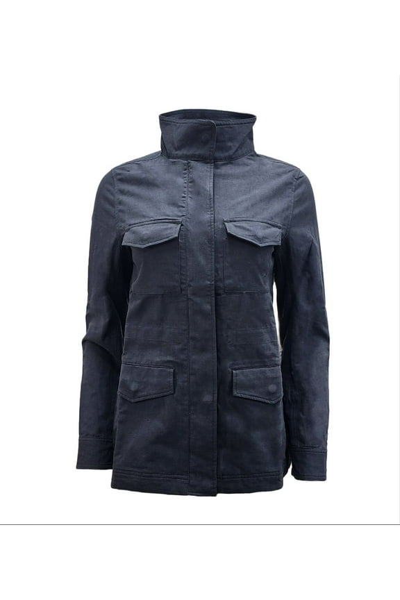 Women's Field Hemp Cotton High Collar Jacket 420, Black, Medium