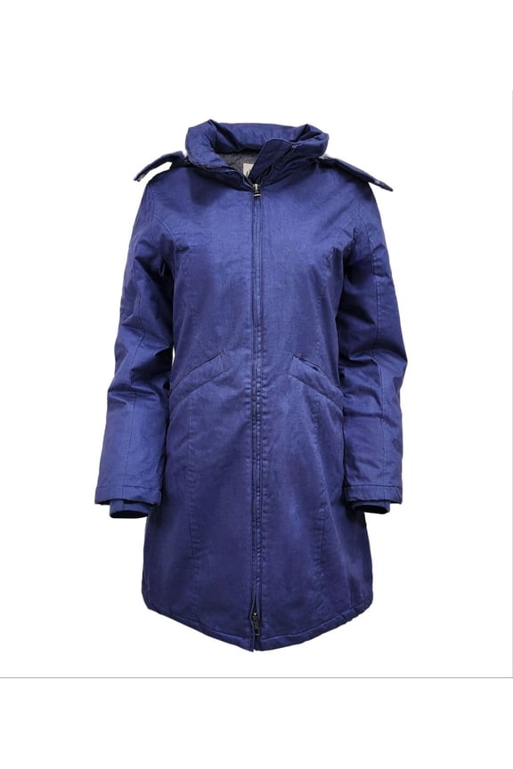 Women's Fitted Water Resistant Hemp Parka 420, Navy, Medium
