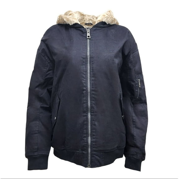 HoodLamb Women's Fur Lined Hemp Organic Cotton Bomber 420, Black, Medium