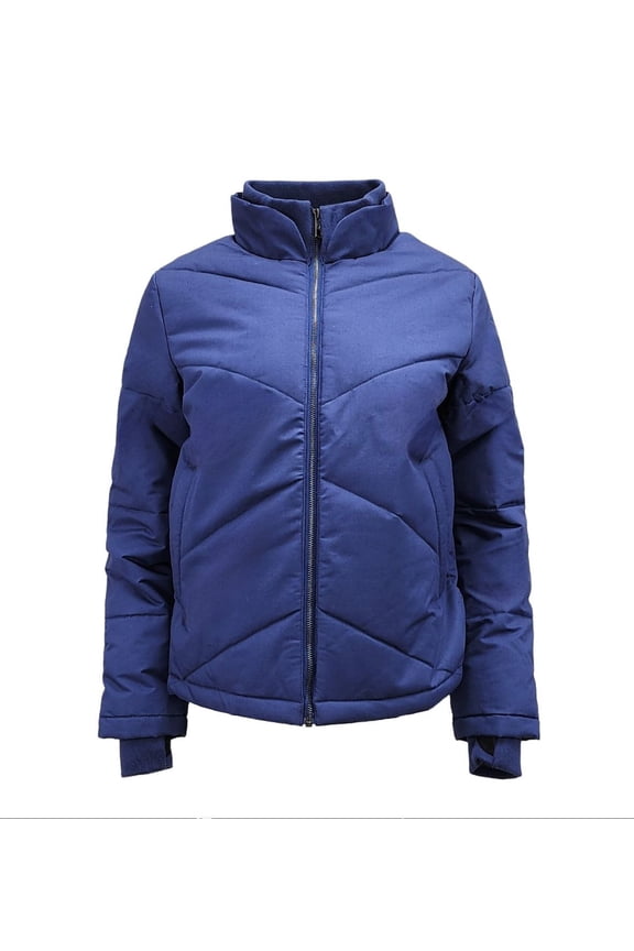 Women's High Zip Quilted Hemp Jacket 420, Navy, Medium