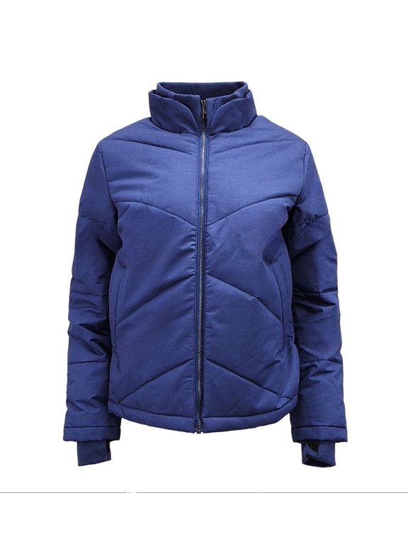 Women's High Zip Quilted Hemp Jacket 420, Navy, Medium
