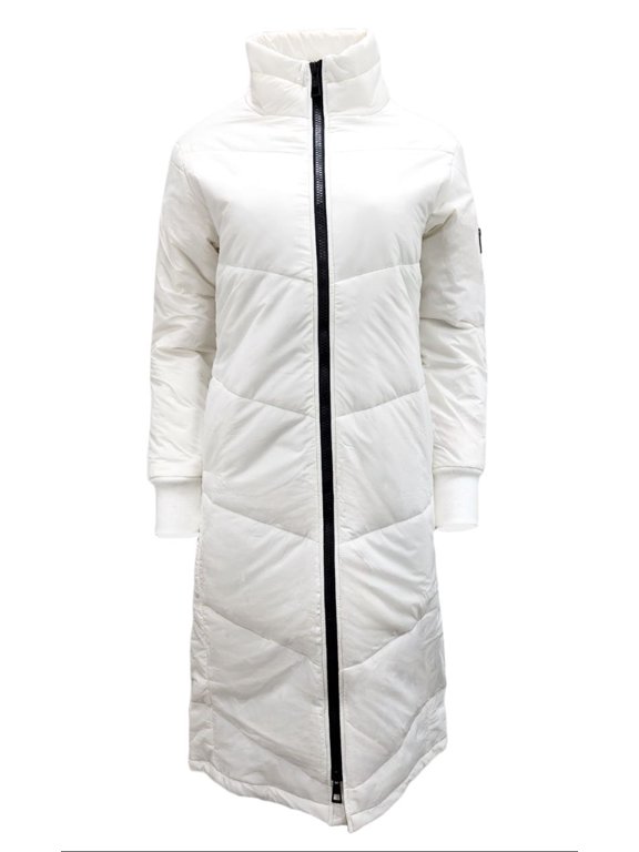 Women's Long Hemp Recycled Materials Long Puffer, Cream White, X-Small